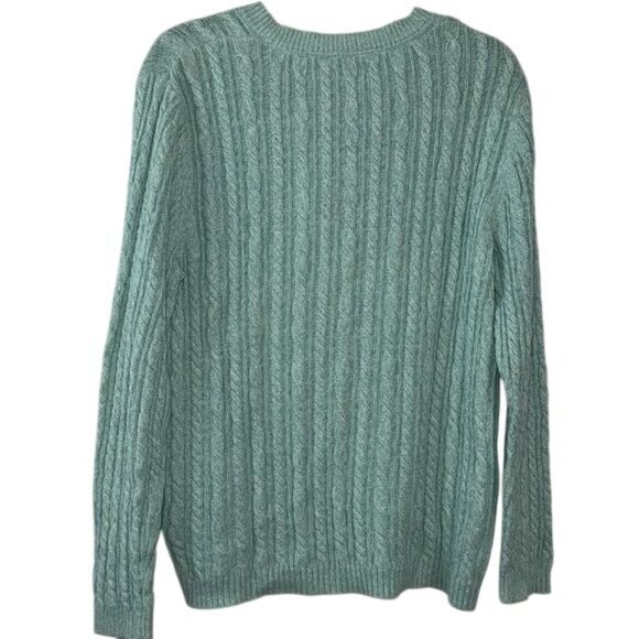 Croft & Barrow Womens Cable Knit V-Neck Sweater Mint Green Size L - Picture 7 of 7